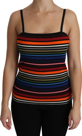 Dolce & Gabbana Zwarte Gestreepte Mouwloze Blouse Tank Katoenen Top