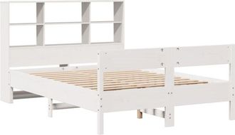 vidaXL Bookcase Bed without Mattress White 160x200cm Solid Wood Pine Vidaxl