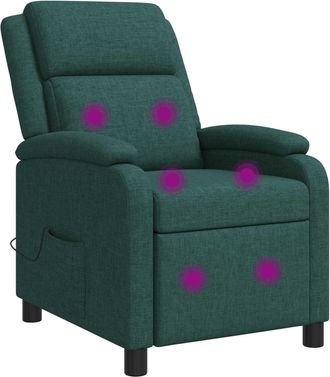 vidaXL Silla De Masajes Reclinable Verde Oscuro Tela Vidaxl