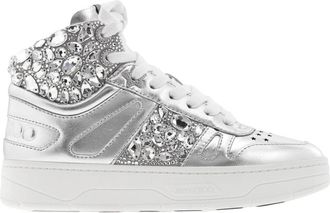 Jimmy Choo London Hawaii Crystal Embellished High-Top Sneakers, Brand Size 37 ( US Size 7 )