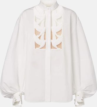 Zimmermann Luna appliqu&eacute; cotton blouse