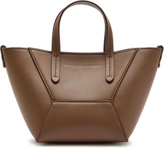 Brunello Cucinelli Bead Mini Leather Tote bag - Brown - One Size