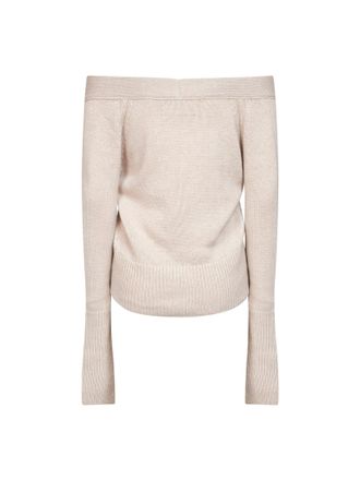 Ermanno Scervino Cashmere Knit with Bow Cardigan - Beige