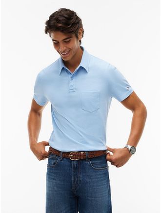 Tommy Hilfiger Mens Regular Fit Jersey Pocket Polo - Water Blue - XXXL