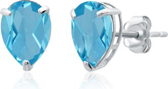 MAX + STONE 14k Yellow or White Gold Teardrop 8mm Gemstone Pear Shape Stud Earrings