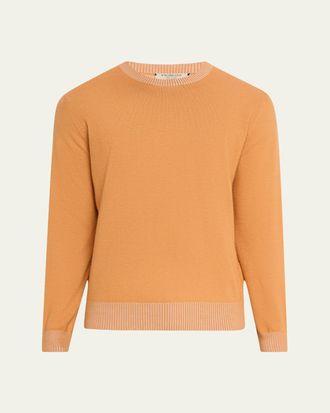 Fioroni Cashmere Mens Cotton and Cashmere Duvet Vanise Crewneck Sweater