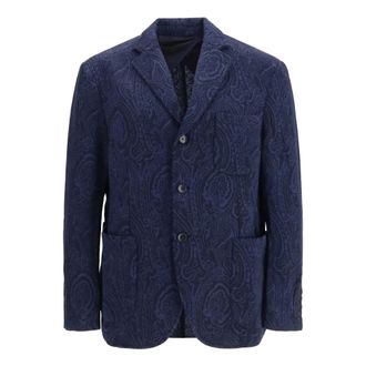 Etro Giacca in misto lana jacquard Arnica monopetto - - Jackets - Uomo - Blu - L