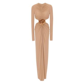 Saint Laurent Crepe Jersey Long Cut-Out Dress, Brand Size 36 (US Size 2)