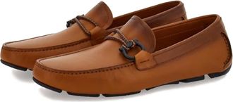 Ferragamo Mens Front Gancini Driver Loafer In Tan