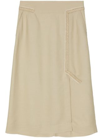 Shiatzy Chen panelled wool midi skirt - Brown
