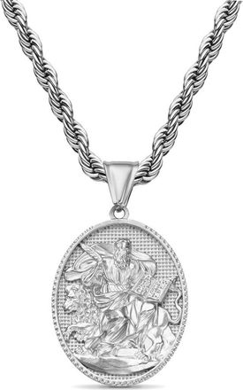 Edforce Mens St. Mark Pendant Necklace in Silver at Nordstrom Rack