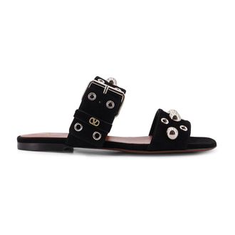 Valentino Garavani Sliders, female, Black, Size: 10 US Studded Buckle Flats
