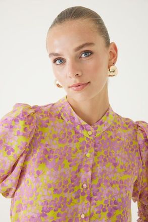 Exquise Isla Balloon Sleeve Shirt in Multi Color at Nordstrom, Size Large