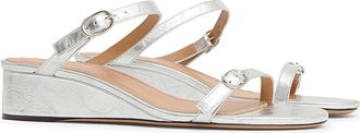 Mansur Gavriel Zeppa Leather Wedge Sandal in Silver at Nordstrom, Size 36.5