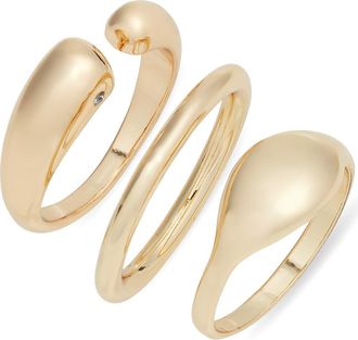 Nordstrom Set of 3 Organic Teardrop Band Rings in Gold at Nordstrom, Size 7