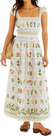 Farm Rio Tropical Porcelain Organic Cotton Maxi Dress In Off-White