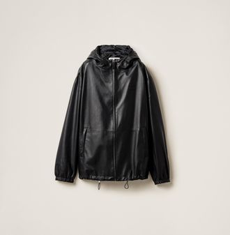 Miu Miu Nappa leather hoodie jacket