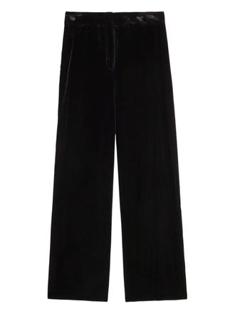 Veronica Beard velvet wide-leg trousers - women - Rayon/Polyamide - 6 - Black
