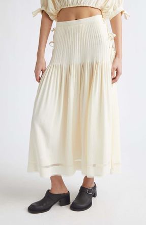 Paco Rabanne Side Bows Crepe Midi Skirt in Ecru at Nordstrom, Size 6 Us
