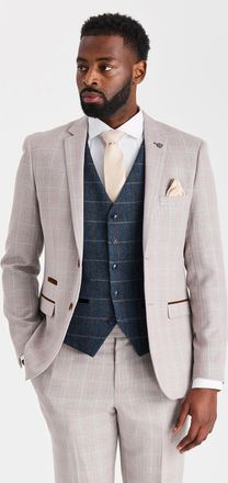 PAUL ANDREW 3 Piece Suit Set Light Check Blazer Trousers with Tweed Waistcoat