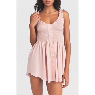 SKIMS Poplin Apparel Smocked MInidress in Dusty Pink at Nordstrom, Size Xx-Small