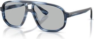 Emporio Armani Aviator Zonnebril - Heren - Zonnebrillen - Blauw - 57 MM - Accessoires