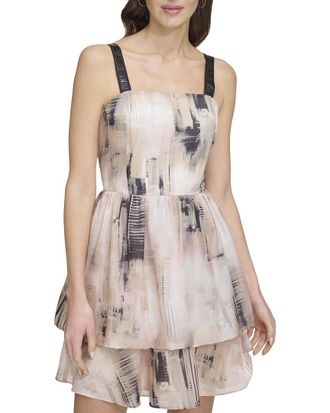 DKNY Printed Organza Mini Dress
