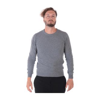Daniele Alessandrini Round-neck Knitwear, male, Gray, XL, Jumper Pullover