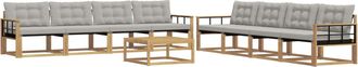 vidaXL Conjunto De Sof&aacute;s De Exterior 9 Uds. Blanco Y Gris Claro Vidaxl