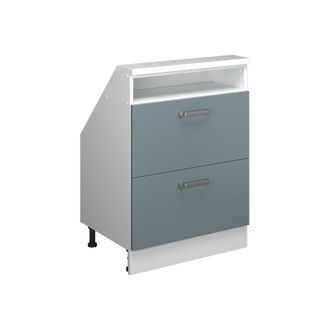 Vicco Armario De Cocina Para Techo Inclinado R-line, Azul-gris-blanco, 60 Cm Con 2 Cajones, Vicco