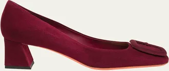 Santoni 50mm Hasmig Suede Buckle Pumps