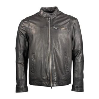 Peuterey Leather Jackets, male, Black, Size: 3XL Saguaro Leather Jacket