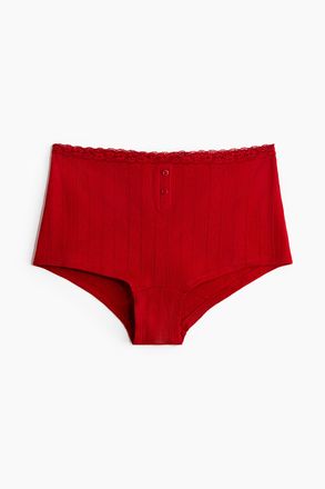 H&M Shortie-Baumwollslip mit Pointellemuster - Red