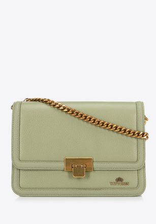 Wittchen Dames Leren Crossbody Tas met Ketting, Pistache, Natuurlijk Leer