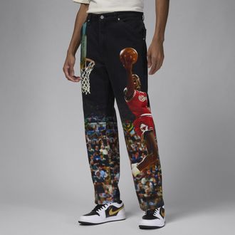 Nike Jordan Mens Air Jordan Printed Twill Pants in Black | HF0045-010
