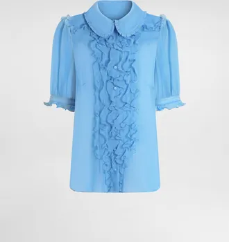 Dolce & Gabbana Silk Chiffon Shirt - Woman Shirts And Tops Azure 36