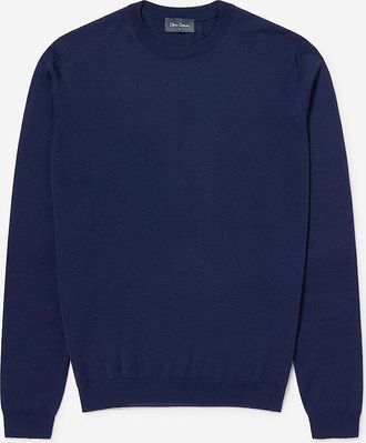 Oliver Sweeney Mens Oliver Sweeney Merino Wool Crew Neck Jumper - Navy - Size: 36