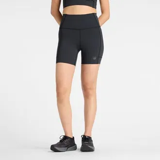 New Balance Womens RC Elite Storage Short 6 in Black Poly Knit, size X-Large