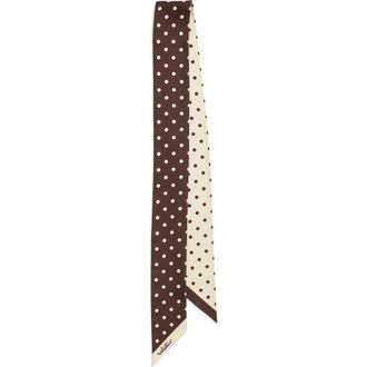 Valentino Garavani Polka Dot Reversible Silk Twill Skinny Scarf in Chocolate at Nordstrom