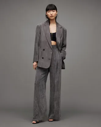 AllSaints Womens Lyocell Elle Double Breasted Lightweight Blazer, Size: 12