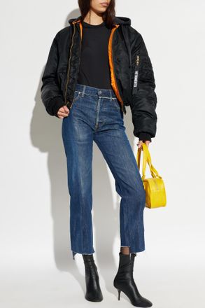 VETEMENTS Jeans With Raw Finish, Womens, Navy Blue