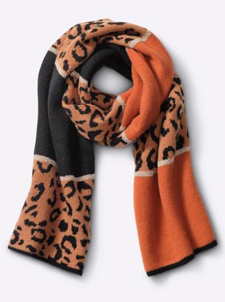 Heine Modeschal HEINE, Damen, orange (orange, schwarz), Viskose, gemustert, Modet&uuml;cher Modeschal