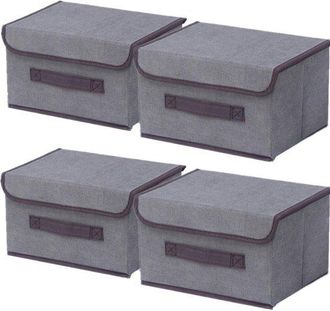 No Brand Cajas De Almacenamiento (4 Unidades) - Plegables - Tapa - Tela - Almacenamiento De Ropa - Ahorran Espacio - Asas - Cestas De Almacenamiento