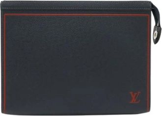 Louis Vuitton Pre-owned Clutch Bag- Pochette - Heren - Vintage Clutch - Blauw - ONE Size - Leer - Vintage