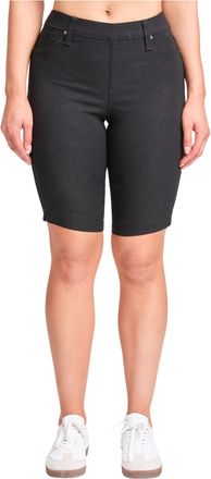 YMI Womens Jeans Hyperstretch Mid Rise Pull Shorts-M111831 Bermuda Shorts, Black, 1 Plus (Pack of 6)