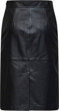 Max Mara Womens Pencil Skirt Msttimore Hammered Nappa Leather Black