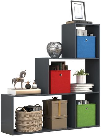 ebuy24 Soporte De Madera Vcm Estante De Escalera Estante Escalonado Estante Divisor De La Habitaci&oacute;n Librer&iacute;a Dubila M (antracita)