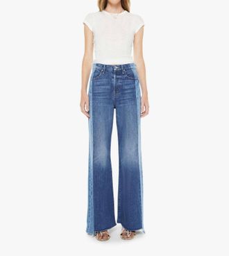 Mother Tux Sidestepper Sneak Fray Denim Jean In Double Take