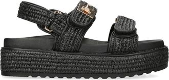 Steve Madden Womens Bigmona Black Raffia Sandals Fabric - Size UK 6