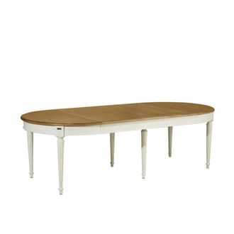 Robin des Bois Mesa ovalada de roble con 3 extensiones para 8/10 blanca